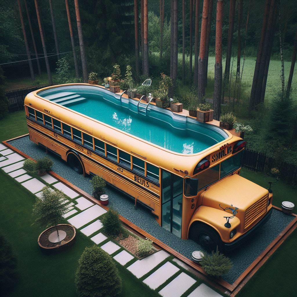 Information about the famous person Unique swimming pool: School bus-shaped swimming pool for fun-filled family days