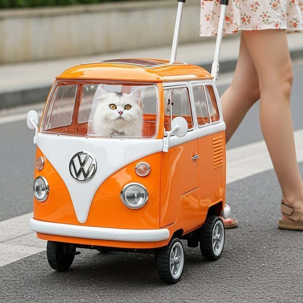 Hit the Road with Your Pooch: VW Bus Pet Trolley Bag for Stylish Adventures