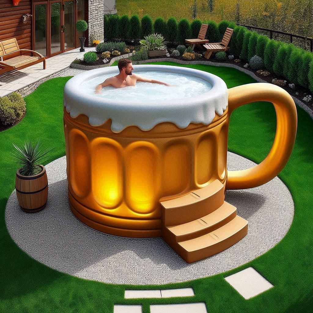 Information about the famous person Relax in style with a beer mug-shaped hot tub: The ultimate pampering party feature
