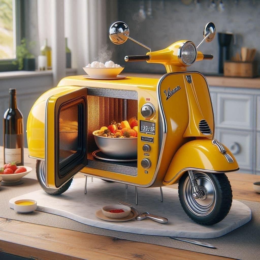 Information about the famous person Add a Retro Touch to Your Kitchen with a Vespa Scooter-Shaped Microwave