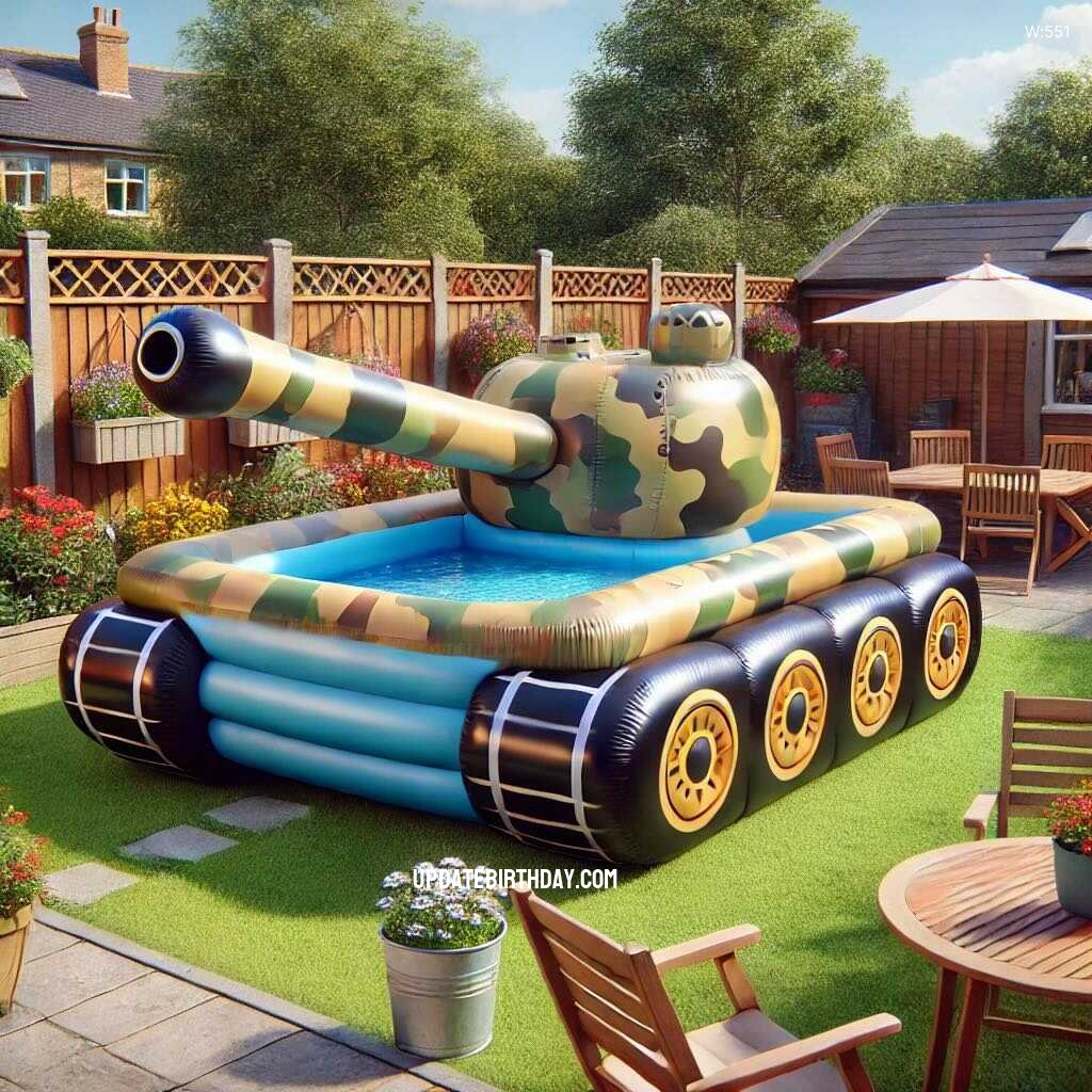 Information about the famous person Dive into Fun with a Military Inspired Inflatable Swimming Pool