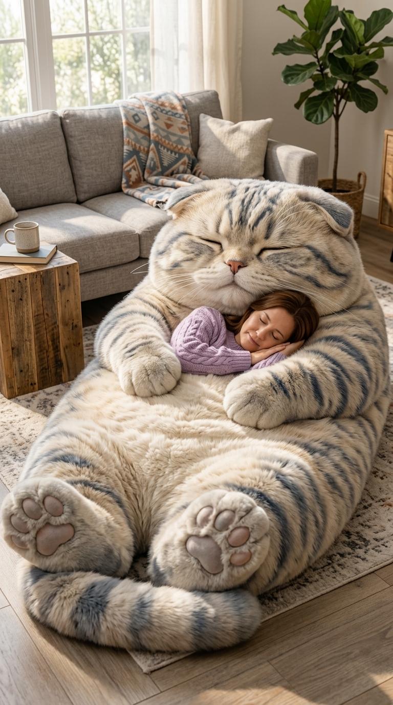 Giant Cat Shaped Sleeping Bag | Cozy & Cute Plush Cat Bed