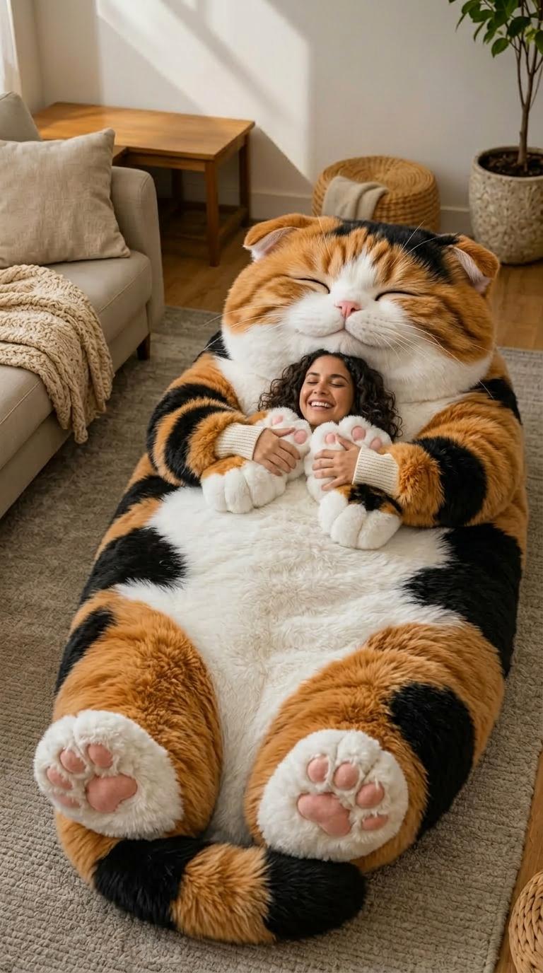 Giant Cat Shaped Sleeping Bag | Cozy & Cute Plush Cat Bed