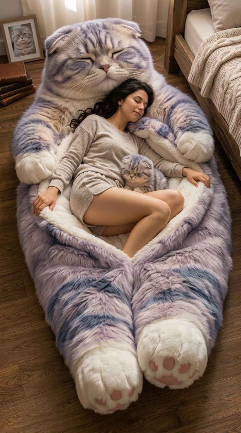 Giant Cat Shaped Sleeping Bag | Cozy & Cute Plush Cat Bed