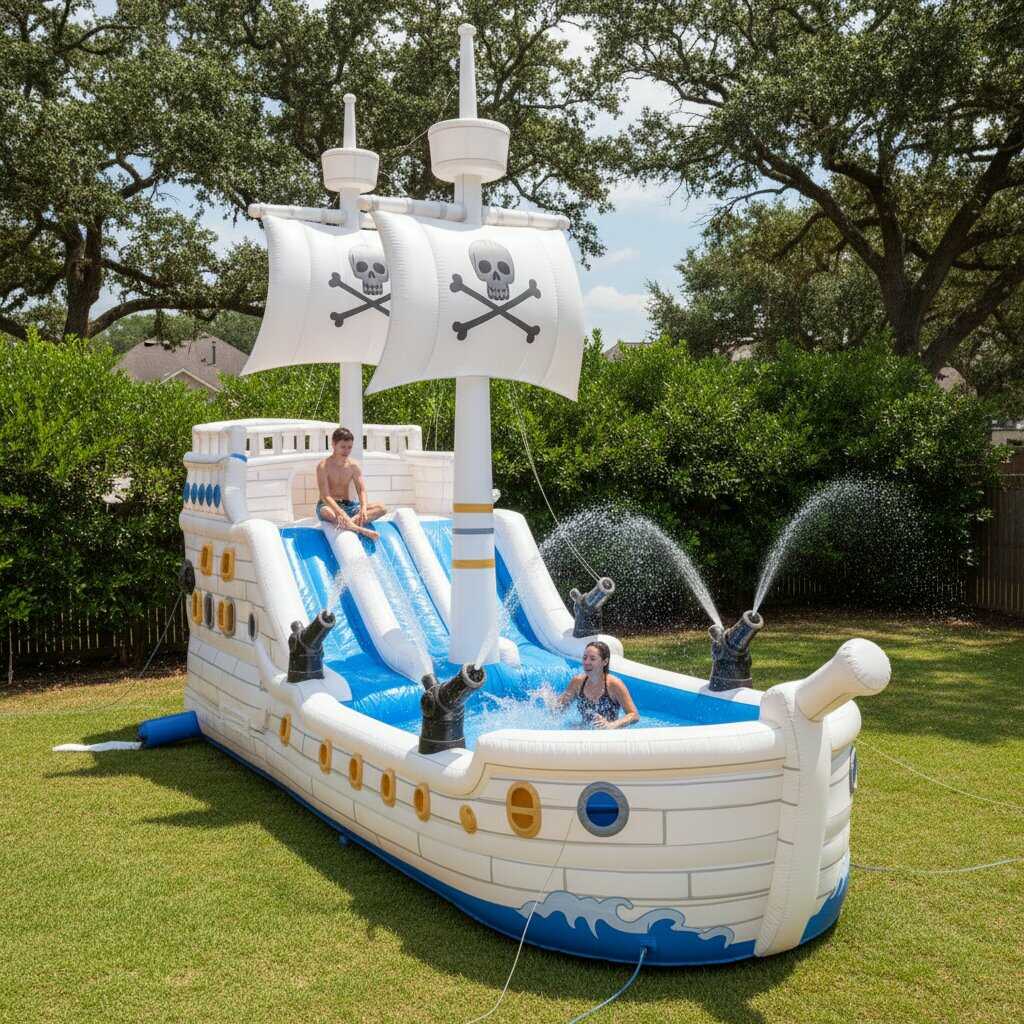 Giant Inflatable Pirate Ship Shaped Pool: Summer Adventure