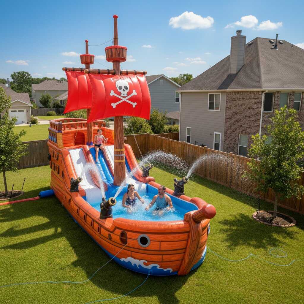 Giant Inflatable Pirate Ship Shaped Pool: Summer Adventure