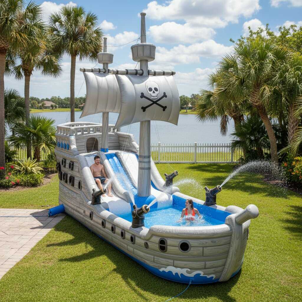 Giant Inflatable Pirate Ship Shaped Pool: Summer Adventure