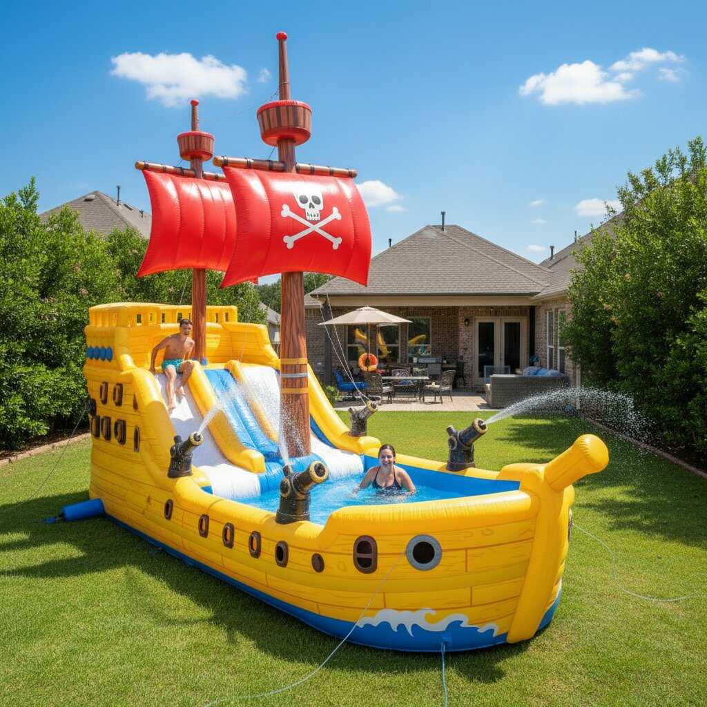 Giant Inflatable Pirate Ship Shaped Pool: Summer Adventure