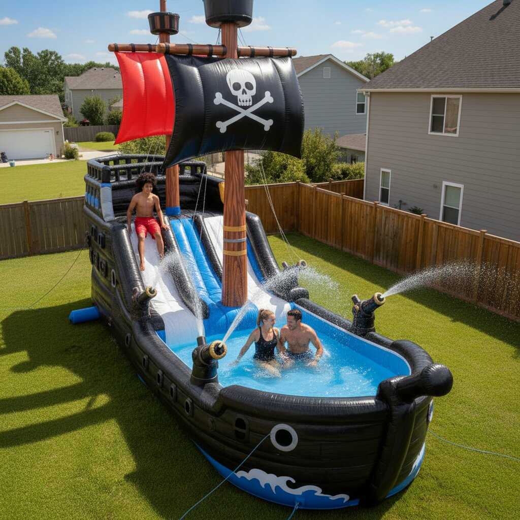 Giant Inflatable Pirate Ship Shaped Pool: Summer Adventure