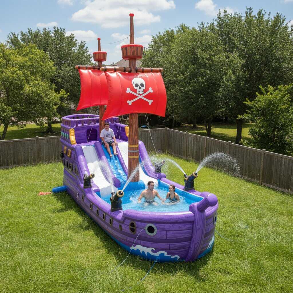 Giant Inflatable Pirate Ship Shaped Pool: Summer Adventure