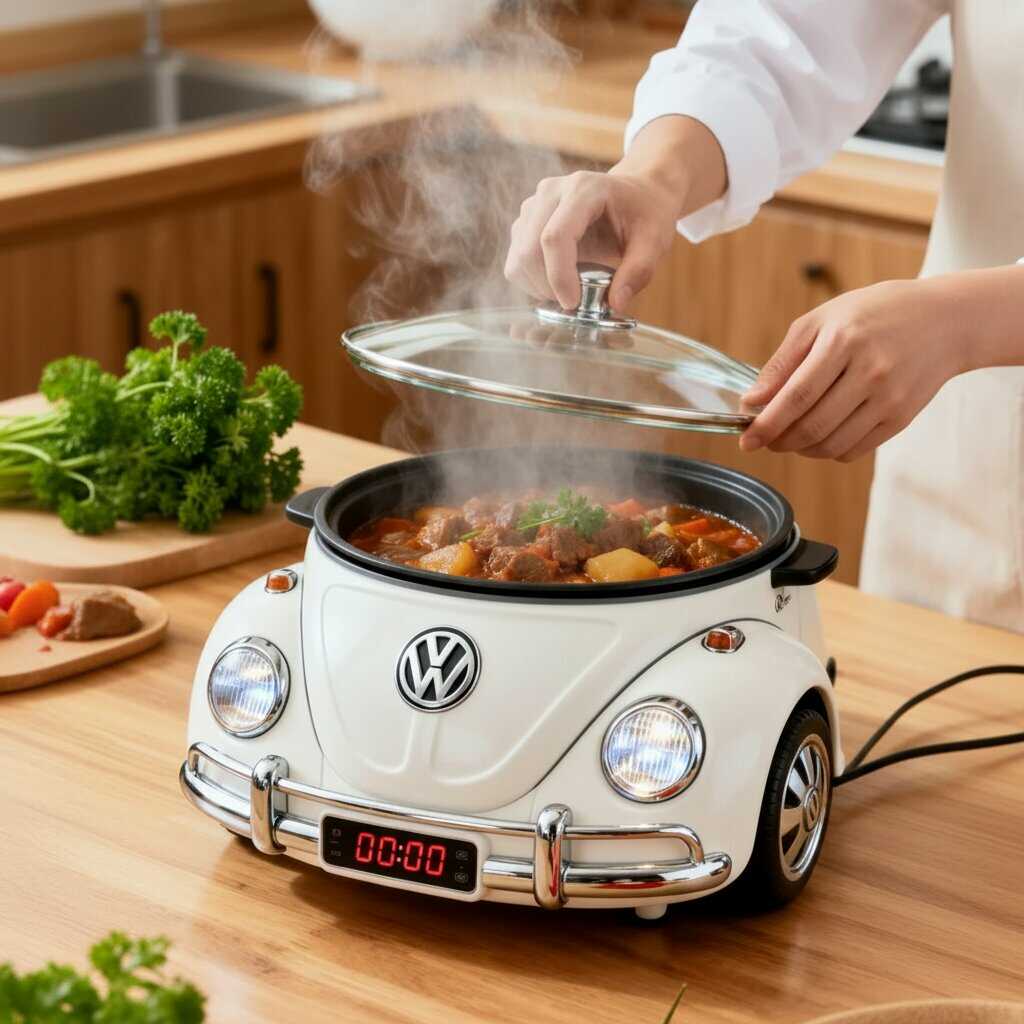 Retro Kitchen Styling With a Volkswagen Beetle Shaped Slow Cooker