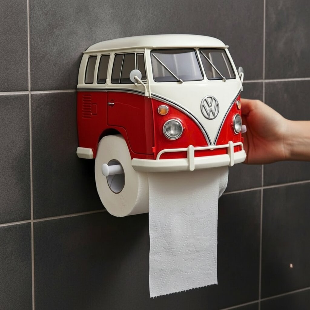 VW Bus Shaped Toilet Paper Holder: Retro Bathroom Decor Ideas