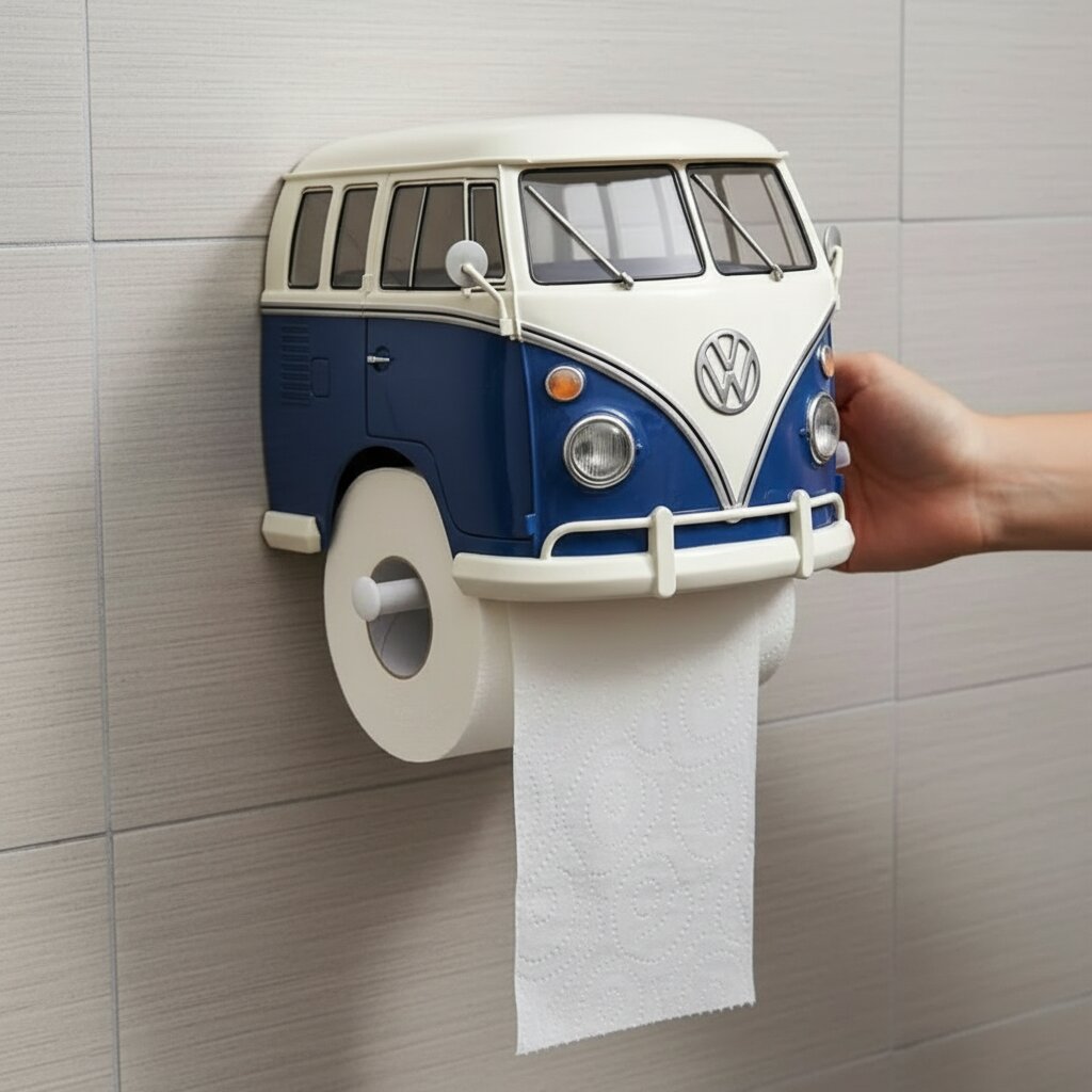 VW Bus Shaped Toilet Paper Holder: Retro Bathroom Decor Ideas