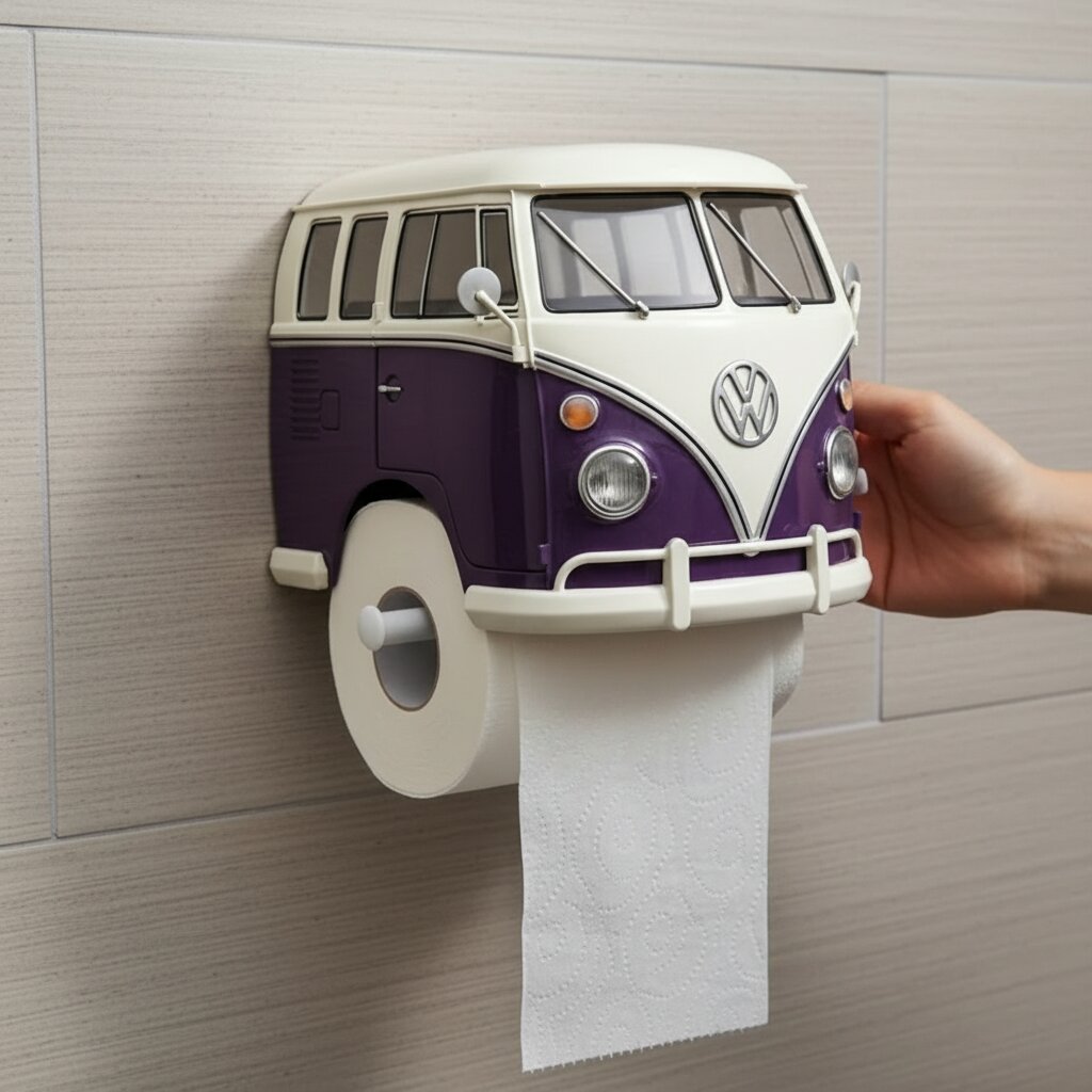 VW Bus Shaped Toilet Paper Holder: Retro Bathroom Decor Ideas