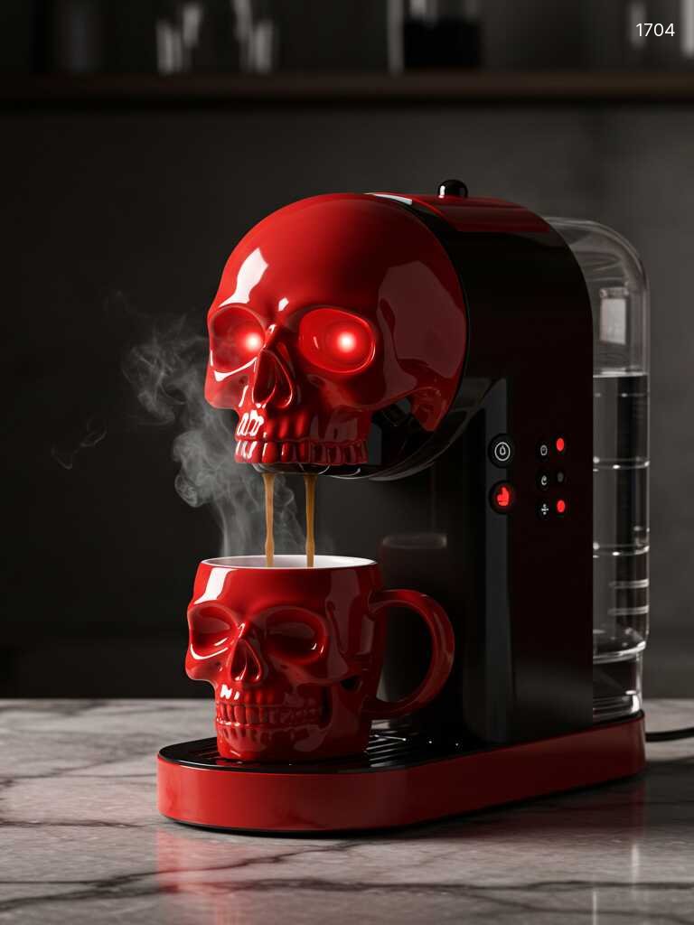 Unique Skull Shaped Coffee Makers - Spooky Glowing LED Coffee Maker & Cup Set for Horror Fans Unique Skull Shaped Coffee Makers - Spooky Glowing LED Coffee Maker & Cup Set for Horror Fans