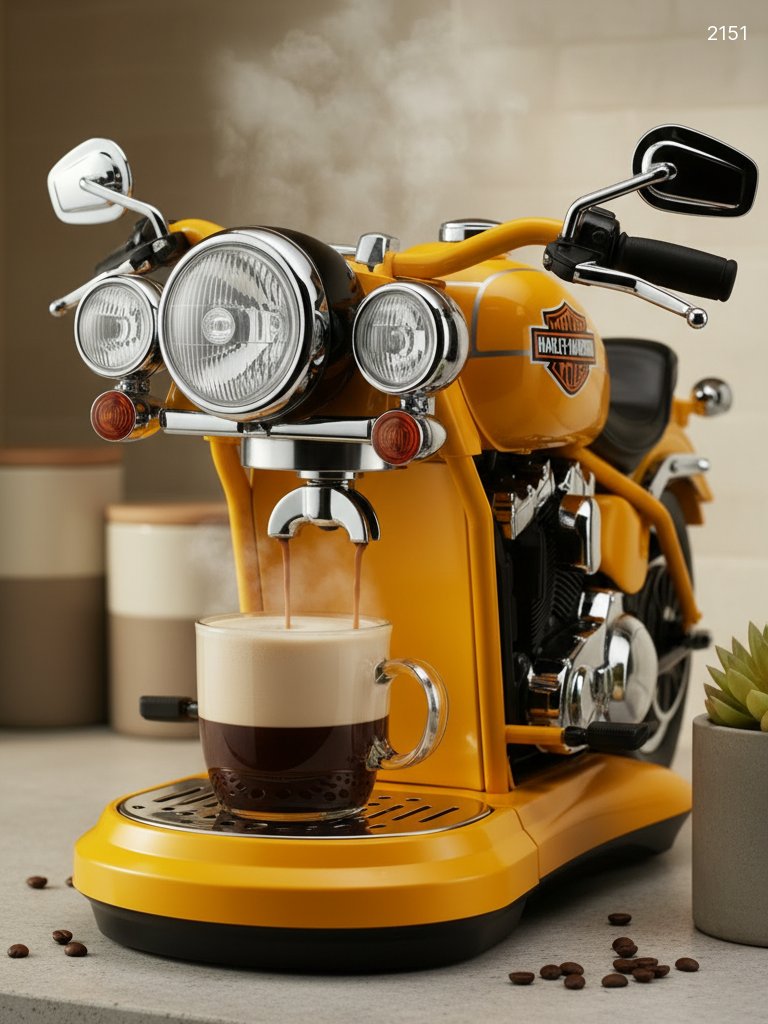 Harley Inspired Coffee Maker - Motorcycle Espresso Machine for Home & Office Harley Inspired Coffee Maker - Motorcycle Espresso Machine for Home & Office