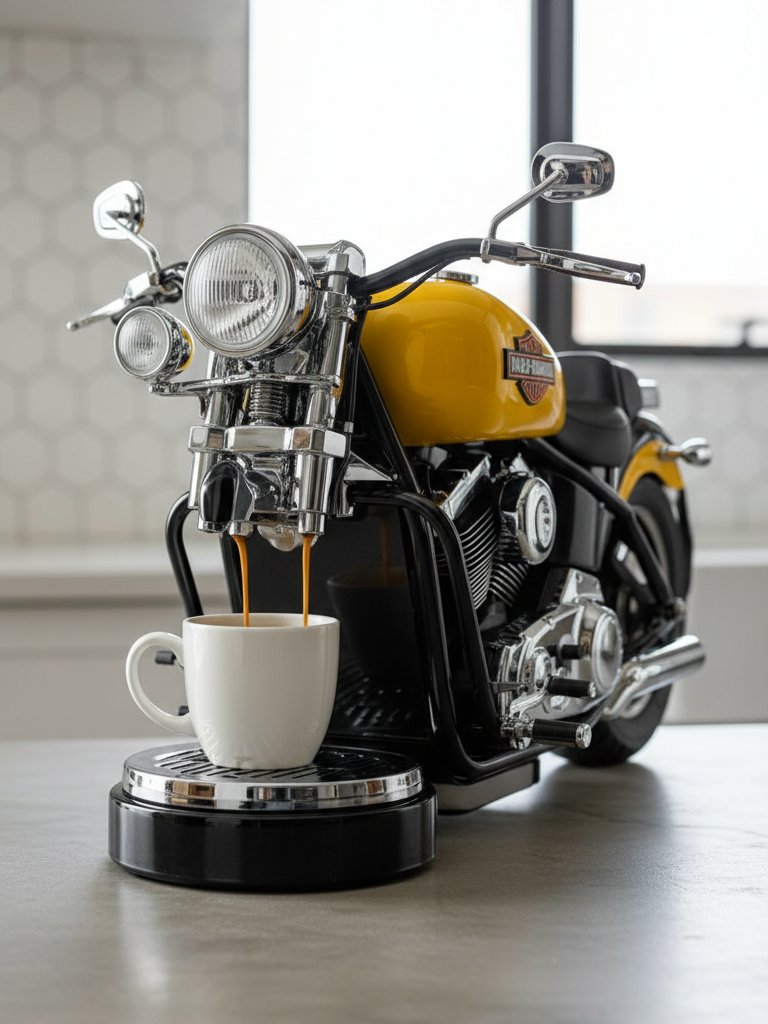 Harley Inspired Coffee Maker - Motorcycle Espresso Machine for Home & Office
