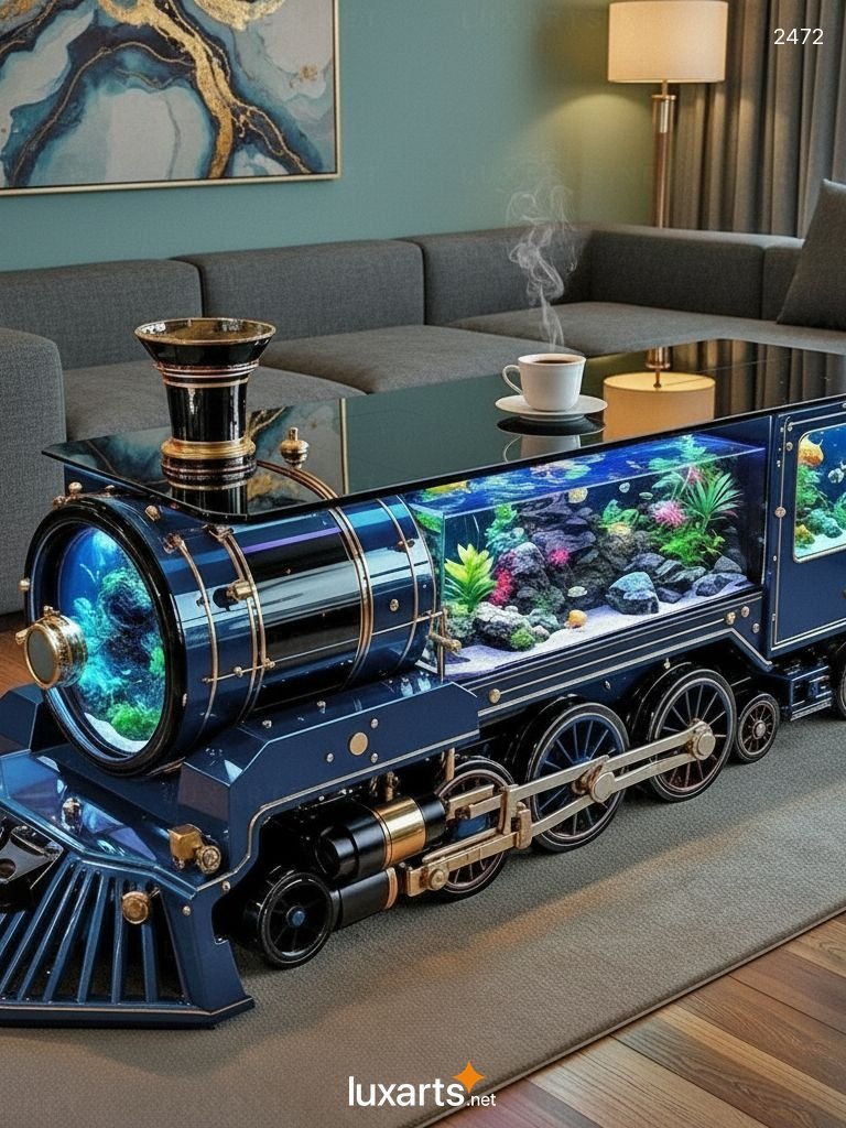 Train Aquarium Coffee Table - Unique Train-Shaped Fish Tank Centerpiece Train Aquarium Coffee Table - Unique Train-Shaped Fish Tank Centerpiece