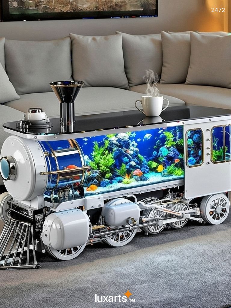 Train Aquarium Coffee Table - Unique Train-Shaped Fish Tank Centerpiece Train Aquarium Coffee Table - Unique Train-Shaped Fish Tank Centerpiece