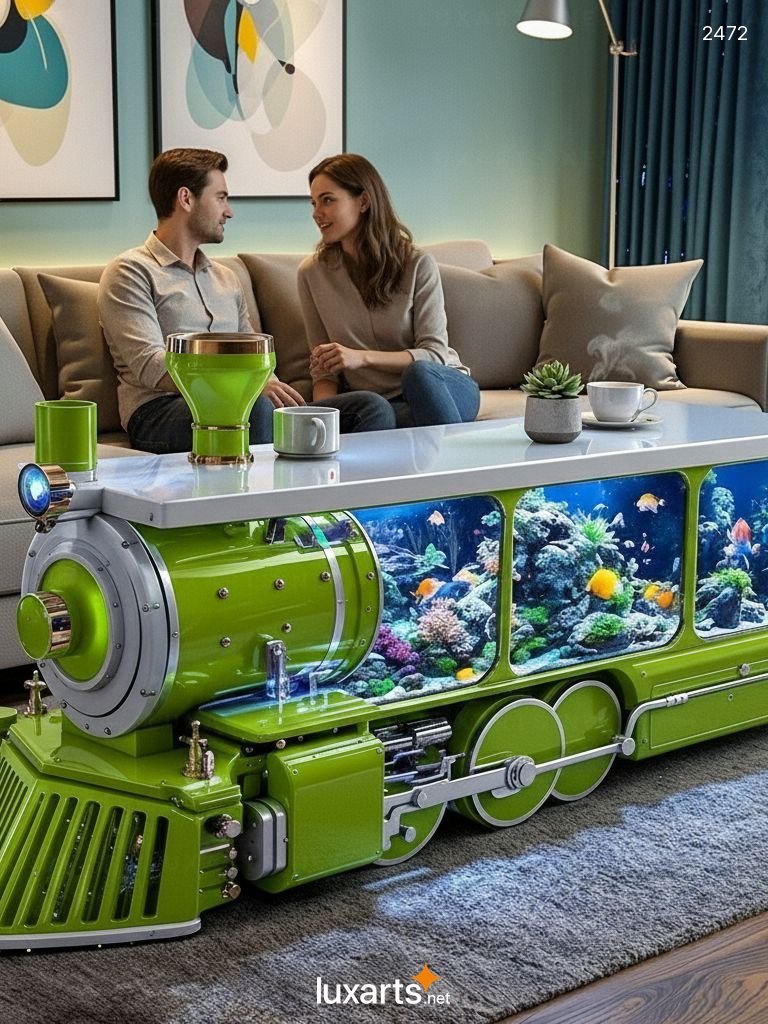 Train Aquarium Coffee Table - Unique Train-Shaped Fish Tank Centerpiece Train Aquarium Coffee Table - Unique Train-Shaped Fish Tank Centerpiece