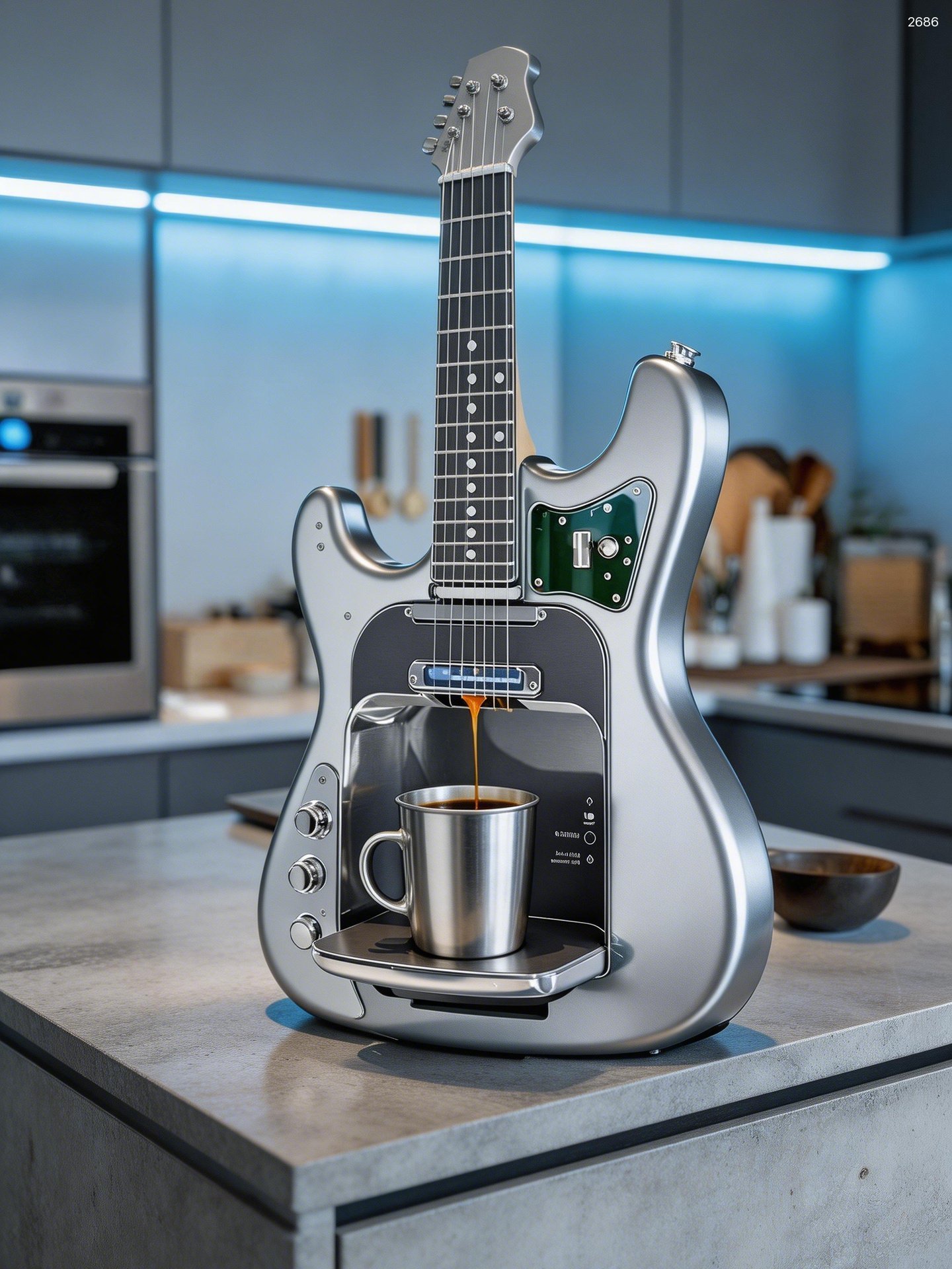 Guitar Shaped Coffee Maker - Musical Kitchen Appliance with Water Tank