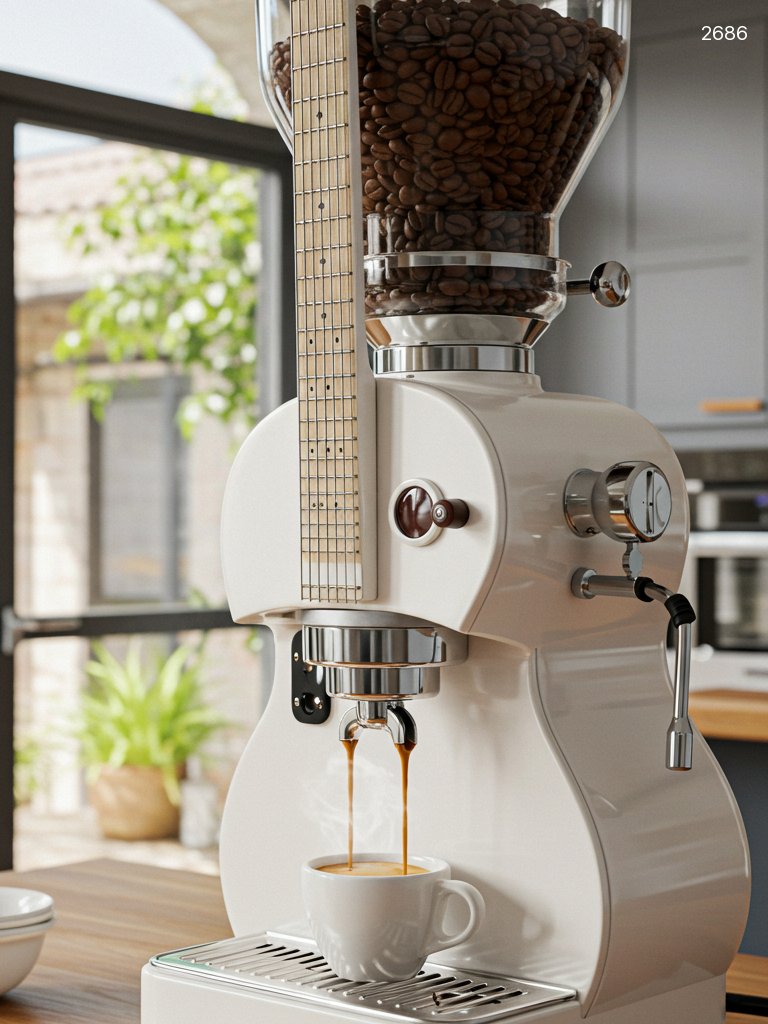 Guitar Shaped Coffee Maker - Musical Kitchen Appliance with Water Tank Guitar Shaped Coffee Maker - Musical Kitchen Appliance with Water Tank