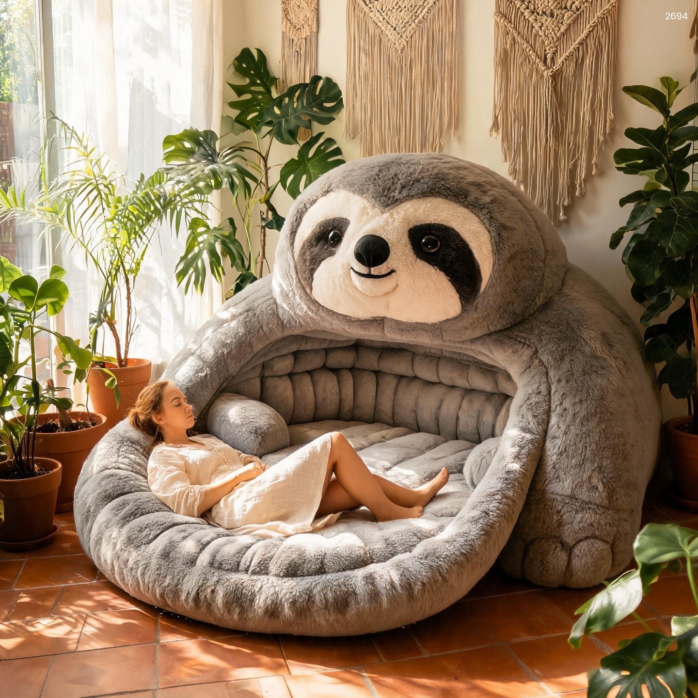 Giant Animal Lounger Bed - Unique Plush Furniture for Living Room