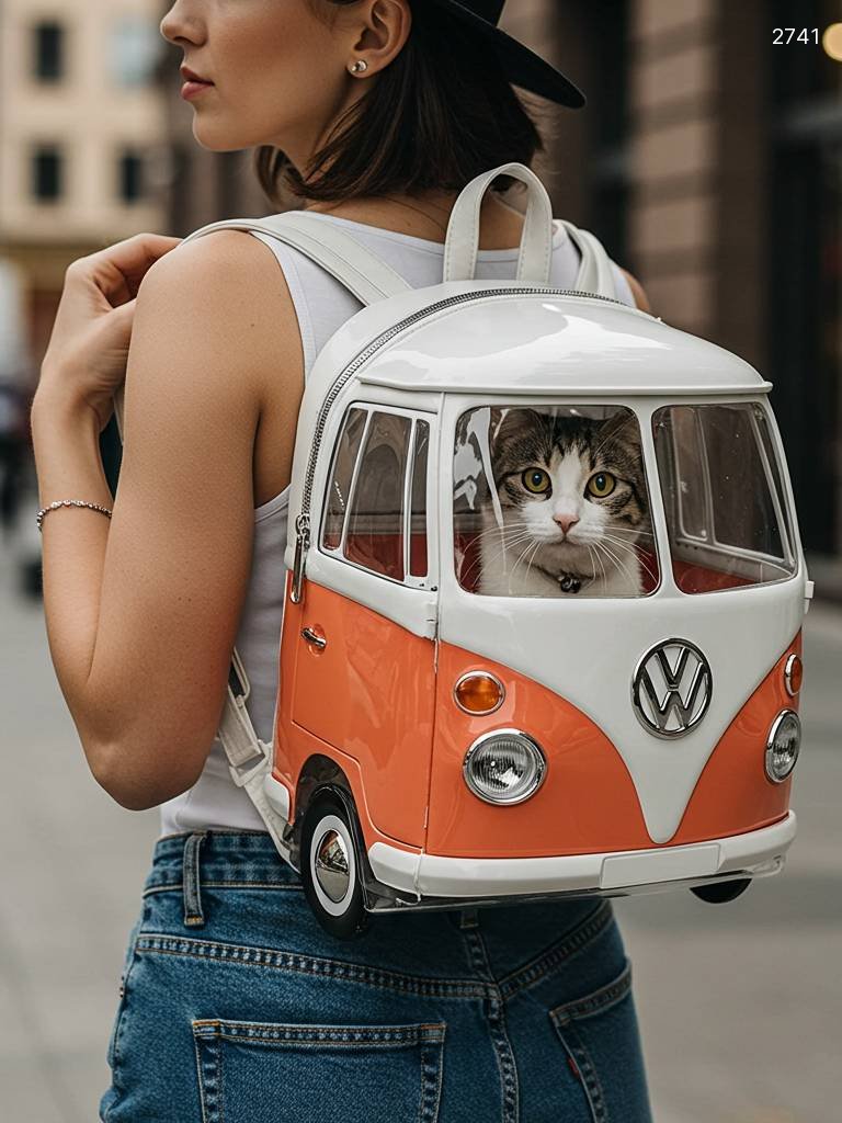 VW Bus Shaped Pet Carrier Backpack - Retro Cat & Dog Travel Bag VW Bus Shaped Pet Carrier Backpack - Retro Cat & Dog Travel Bag