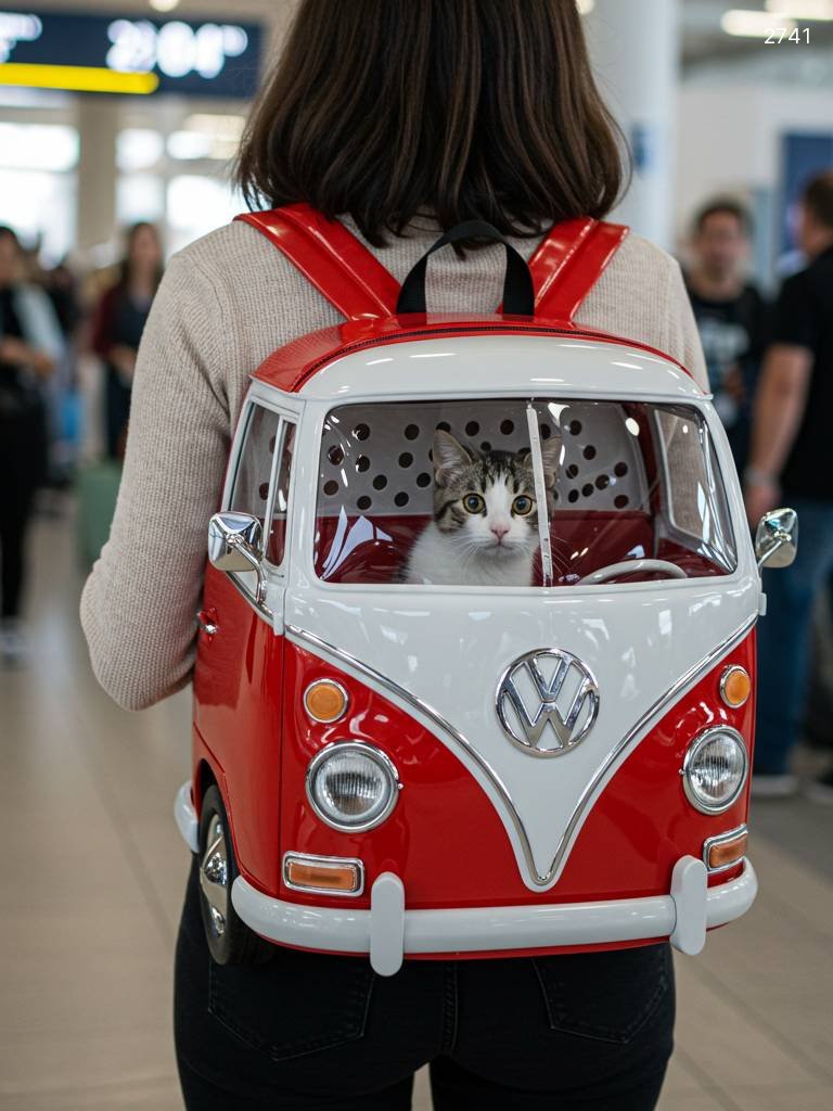 VW Bus Shaped Pet Carrier Backpack - Retro Cat & Dog Travel Bag VW Bus Shaped Pet Carrier Backpack - Retro Cat & Dog Travel Bag