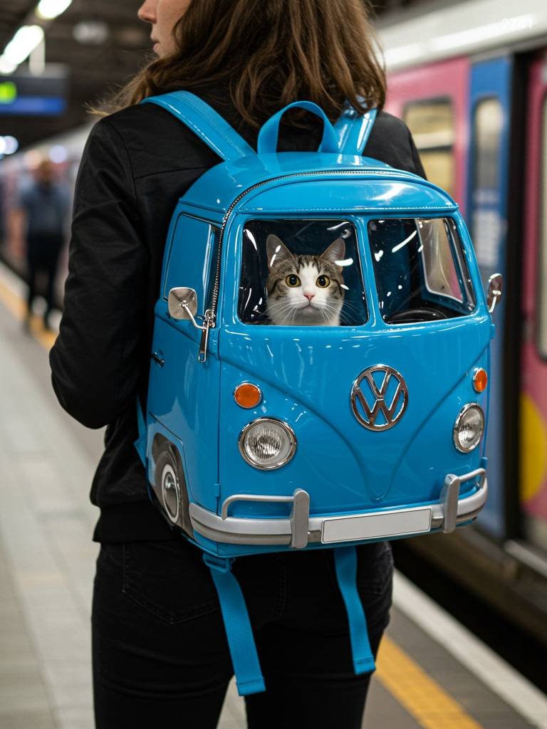 VW Bus Shaped Pet Carrier Backpack - Retro Cat & Dog Travel Bag VW Bus Shaped Pet Carrier Backpack - Retro Cat & Dog Travel Bag
