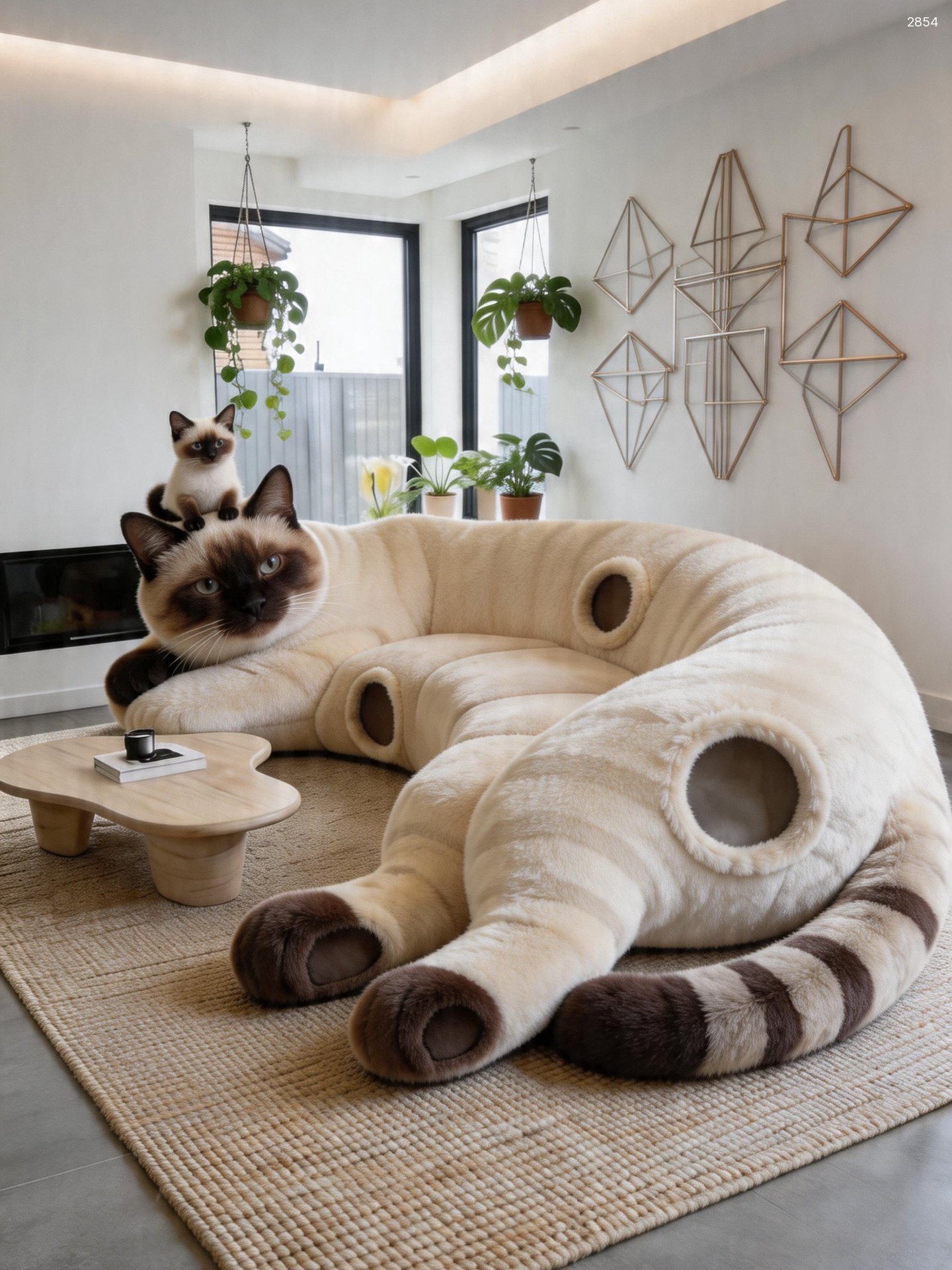 Giant Cat Sectional Sofa: Realistic Plush Animal Shaped Couch for Living Room