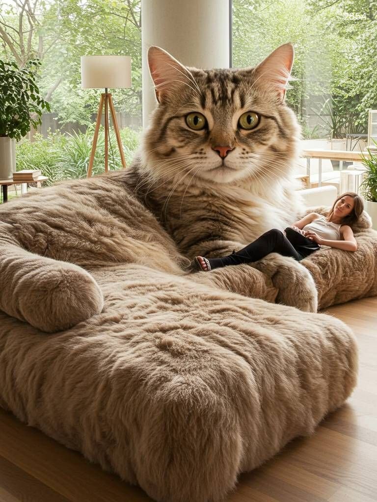 Giant Cat Sectional Sofa: Realistic Plush Animal Shaped Couch for Living Room