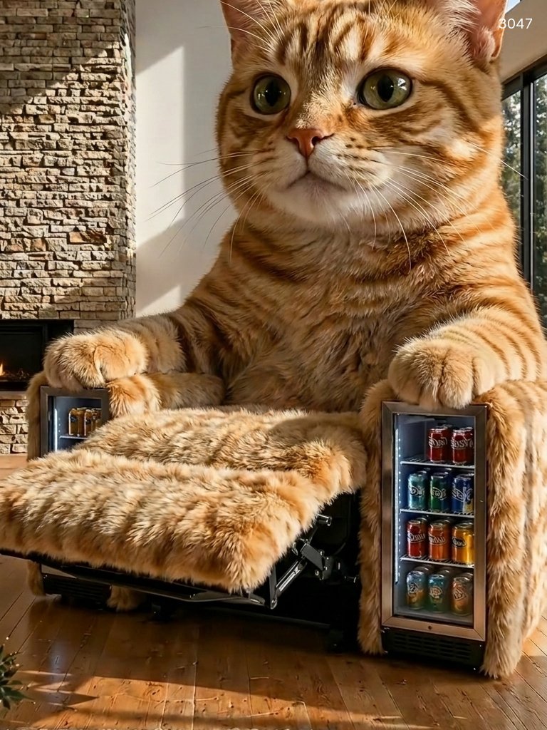 Giant Cat Recliner with Mini Fridges - Ultimate Comfort for Cat Lovers