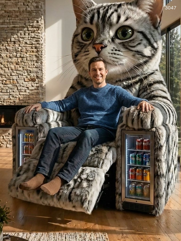 Giant Cat Recliner with Mini Fridges - Ultimate Comfort for Cat Lovers