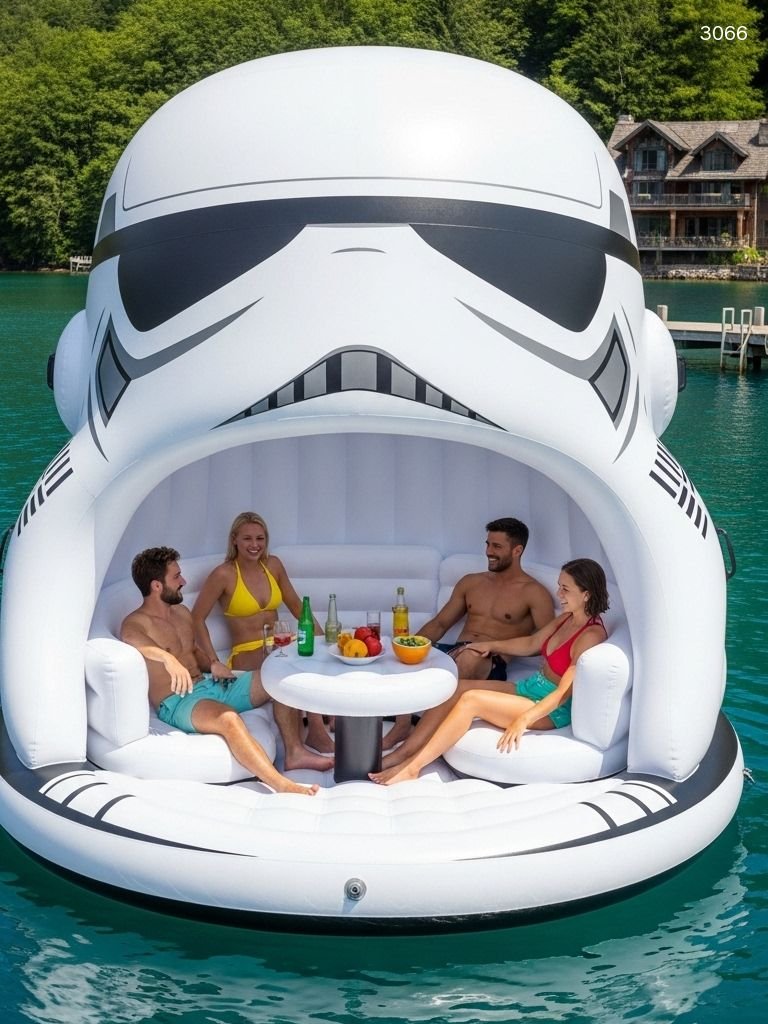 Ultimate Inflatable Star Wars Lake Floats: Giant Floating Party Islands with Tables Ultimate Inflatable Star Wars Lake Floats: Giant Floating Party Islands with Tables