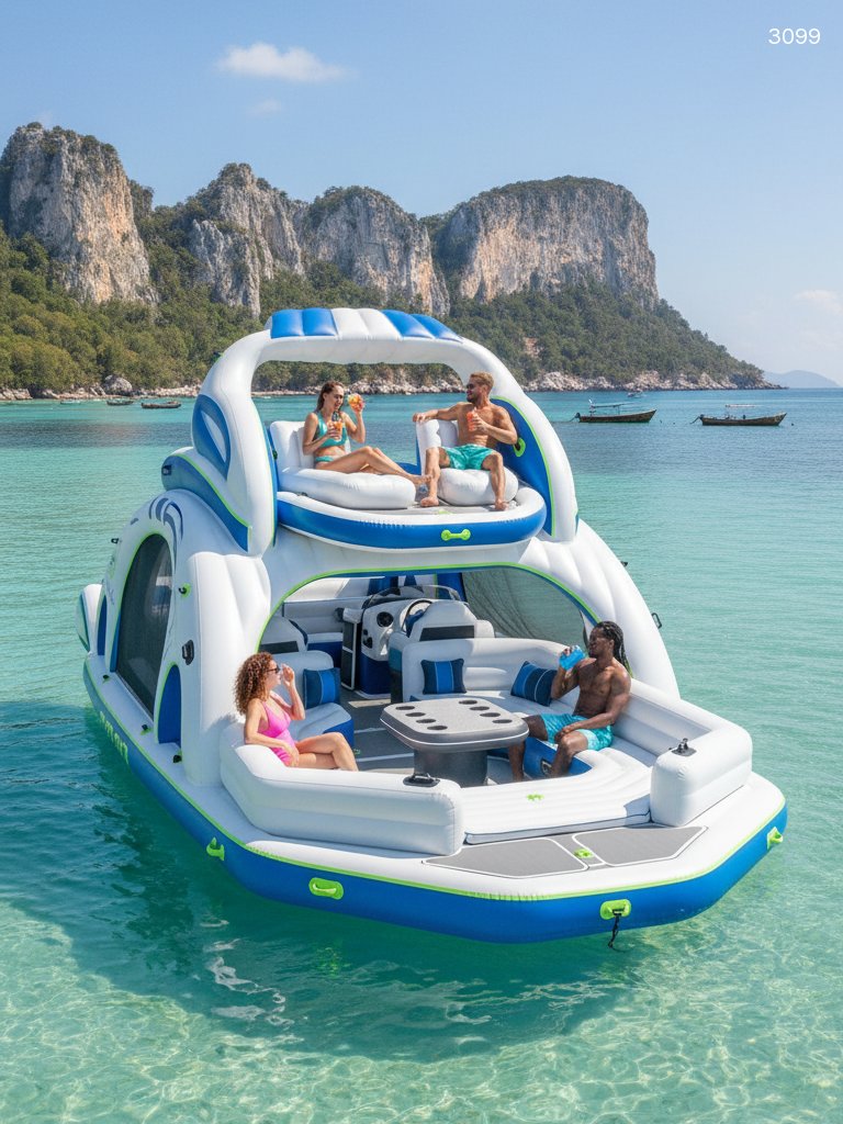 Luxury Inflatable Yacht Lake Floats | Multi-Level Party Platform Luxury Inflatable Yacht Lake Floats | Multi-Level Party Platform