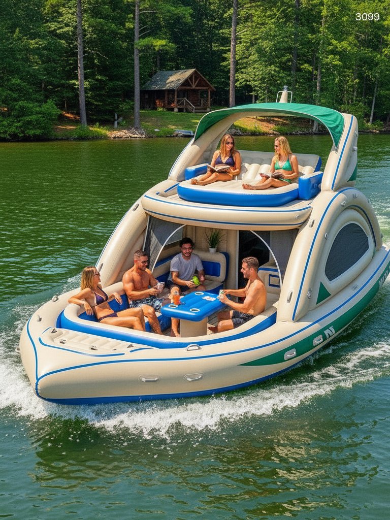 Luxury Inflatable Yacht Lake Floats | Multi-Level Party Platform Luxury Inflatable Yacht Lake Floats | Multi-Level Party Platform