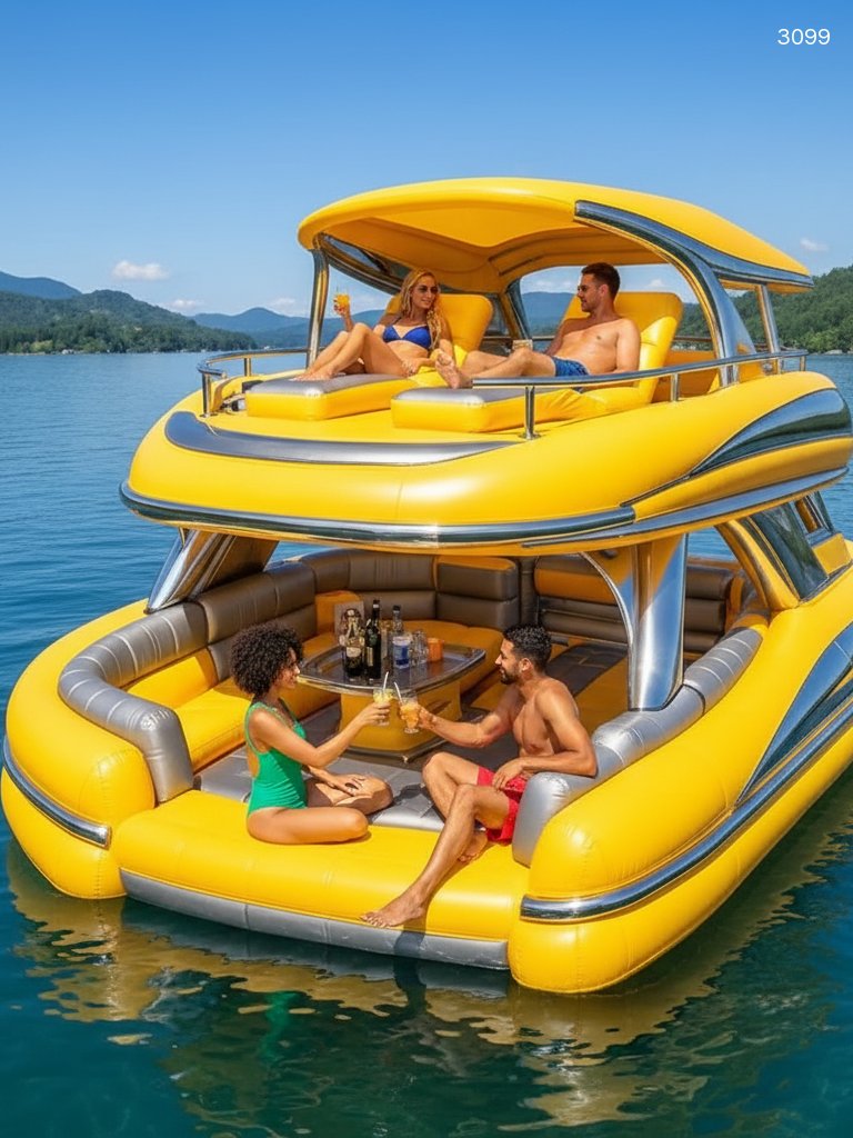 Luxury Inflatable Yacht Lake Floats | Multi-Level Party Platform Luxury Inflatable Yacht Lake Floats | Multi-Level Party Platform