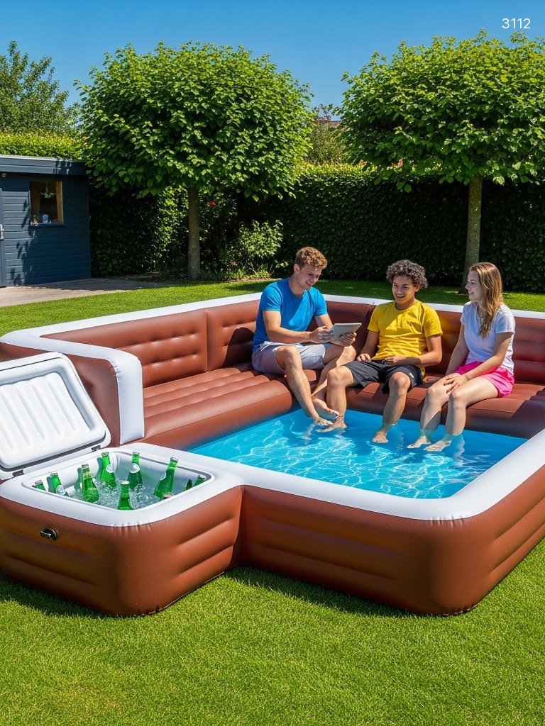 Inflatable Sofa Pool with Built-in Cooler – Relax, Swim & Sip in Style