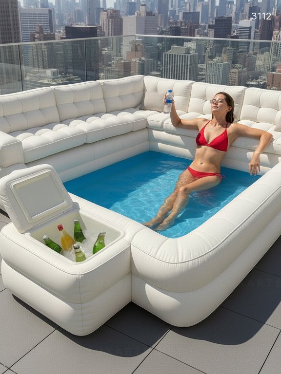 Inflatable Sofa Pool with Built-in Cooler – Relax, Swim & Sip in Style