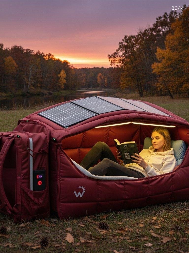Portable Backpack Bed with Solar Panels – All-in-One Camping Shelter