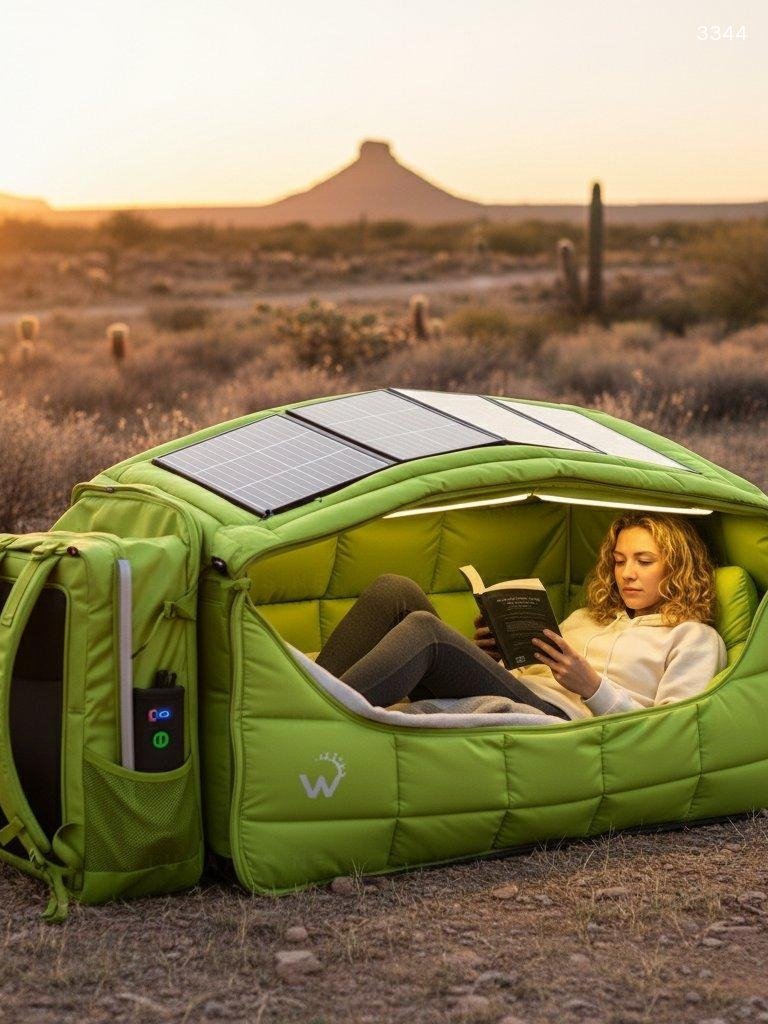 Portable Backpack Bed with Solar Panels – All-in-One Camping Shelter