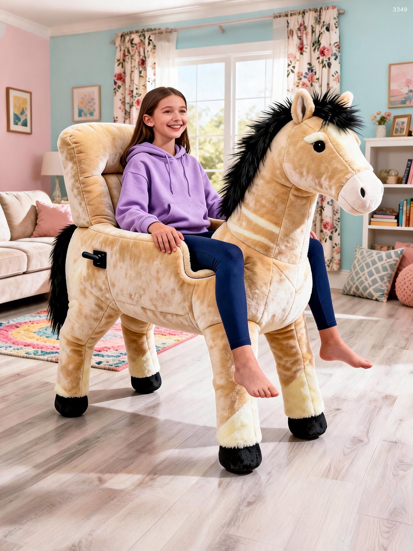 Walking Horse Recliner Chair - Giant Plush Ride-On Rocking Unicorn for Kids & Adults Walking Horse Recliner Chair - Giant Plush Ride-On Rocking Unicorn for Kids & Adults