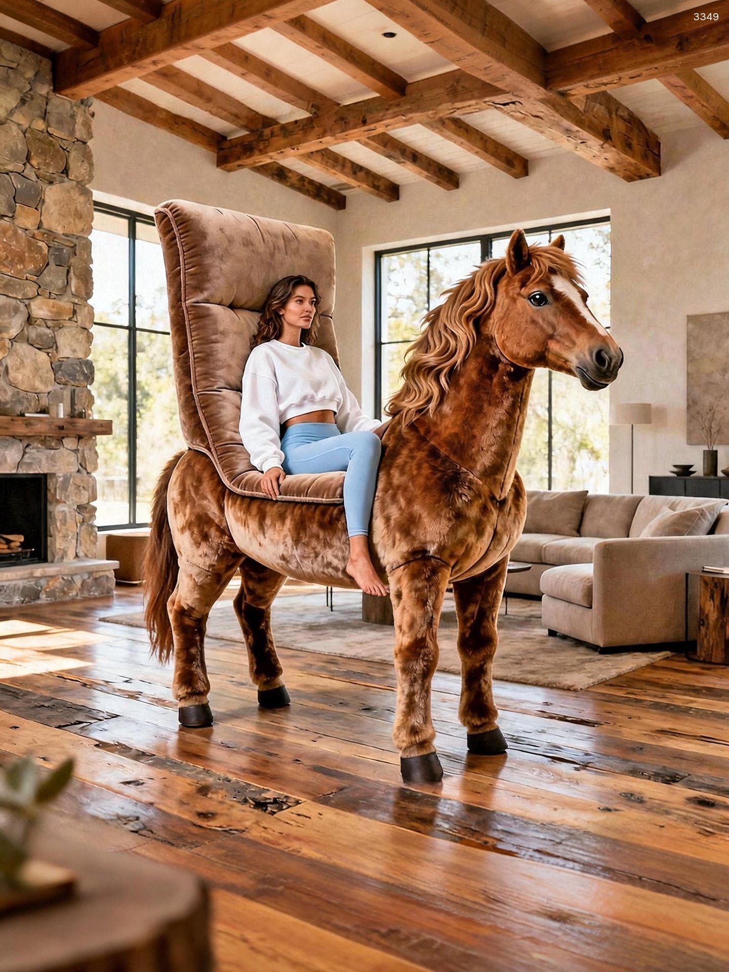 Walking Horse Recliner Chair - Giant Plush Ride-On Rocking Unicorn for Kids & Adults Walking Horse Recliner Chair - Giant Plush Ride-On Rocking Unicorn for Kids & Adults