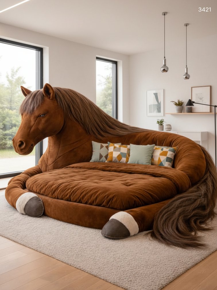 Giant Horse Shaped Beds - Plush & Cozy Sleep Experience Giant Horse Shaped Beds - Plush & Cozy Sleep Experience