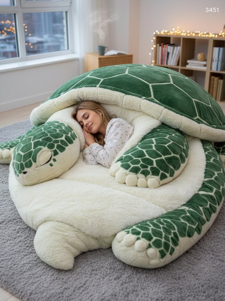 Giant Turtle Sleeping Bag - Soft Plush Animal Bed for Kids & Adults