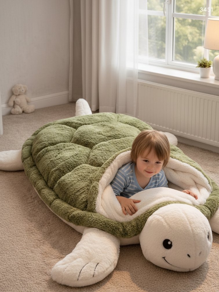 Giant Turtle Sleeping Bag - Soft Plush Animal Bed for Kids & Adults