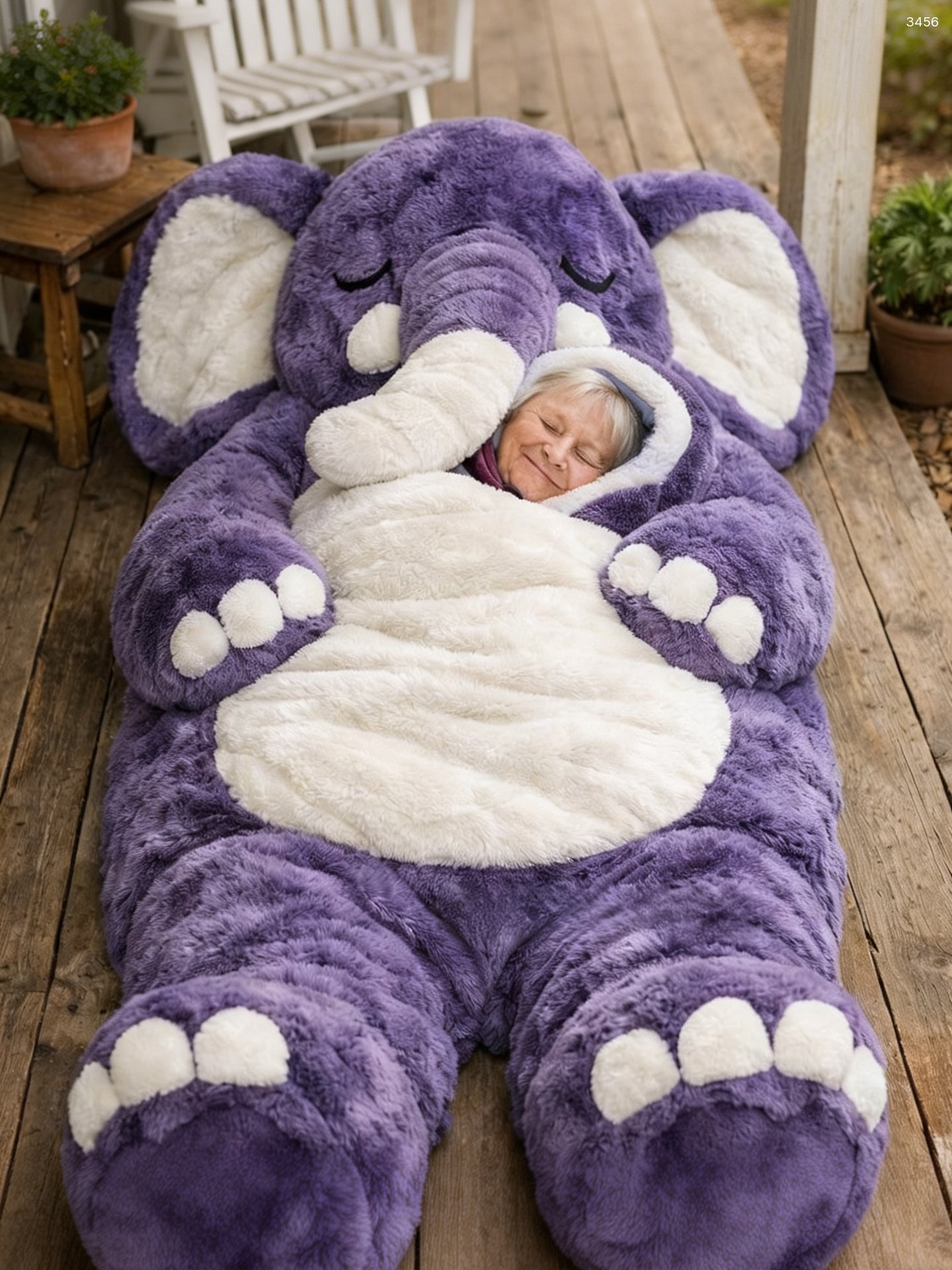 Elephant Shaped Sleeping Bag - Cozy Plush Cuddle Pod for Adults & Kids