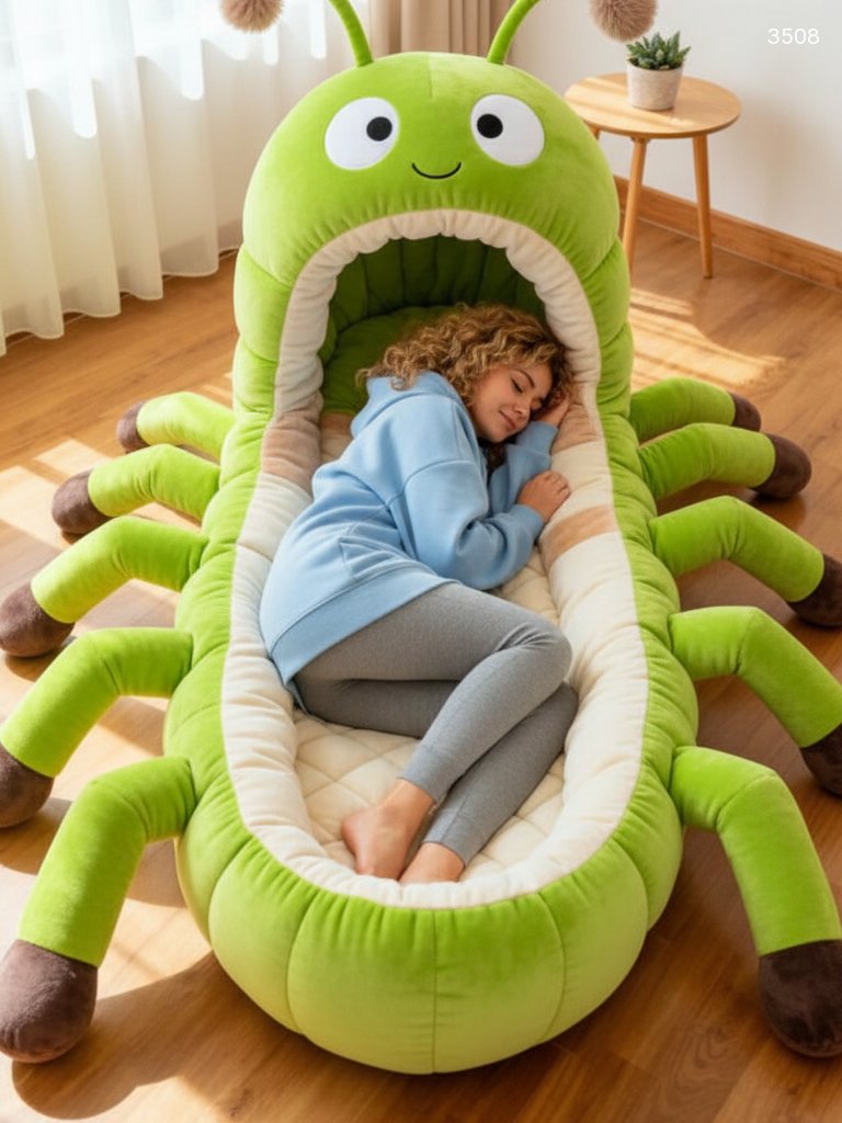 Hugging Caterpillar Sleeping Bag - Plush Cocoon Lounger for Adults & Kids