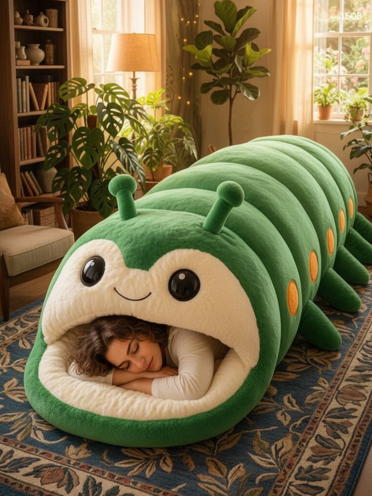 Hugging Caterpillar Sleeping Bag - Plush Cocoon Lounger for Adults & Kids Hugging Caterpillar Sleeping Bag - Plush Cocoon Lounger for Adults & Kids